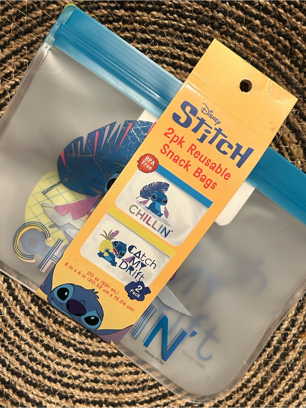 Disney Stitch 2pk Reusable Snack Bags BPA Free
